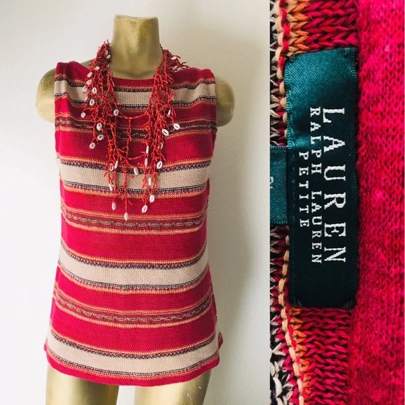 LAUREN Ralph Lauren PETITE Linen Blend TANK TOP PL - Picture 1 of 12